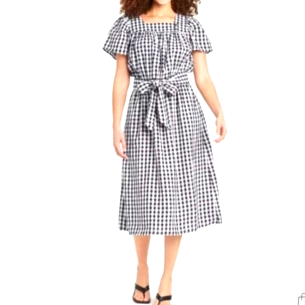 "Who What Wear" New Womens Black Gingham Midi Dress Size XS